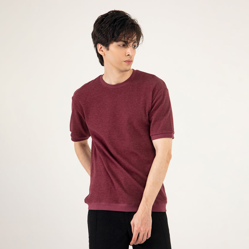 BASIC TEXTURED CREW NECK TEE