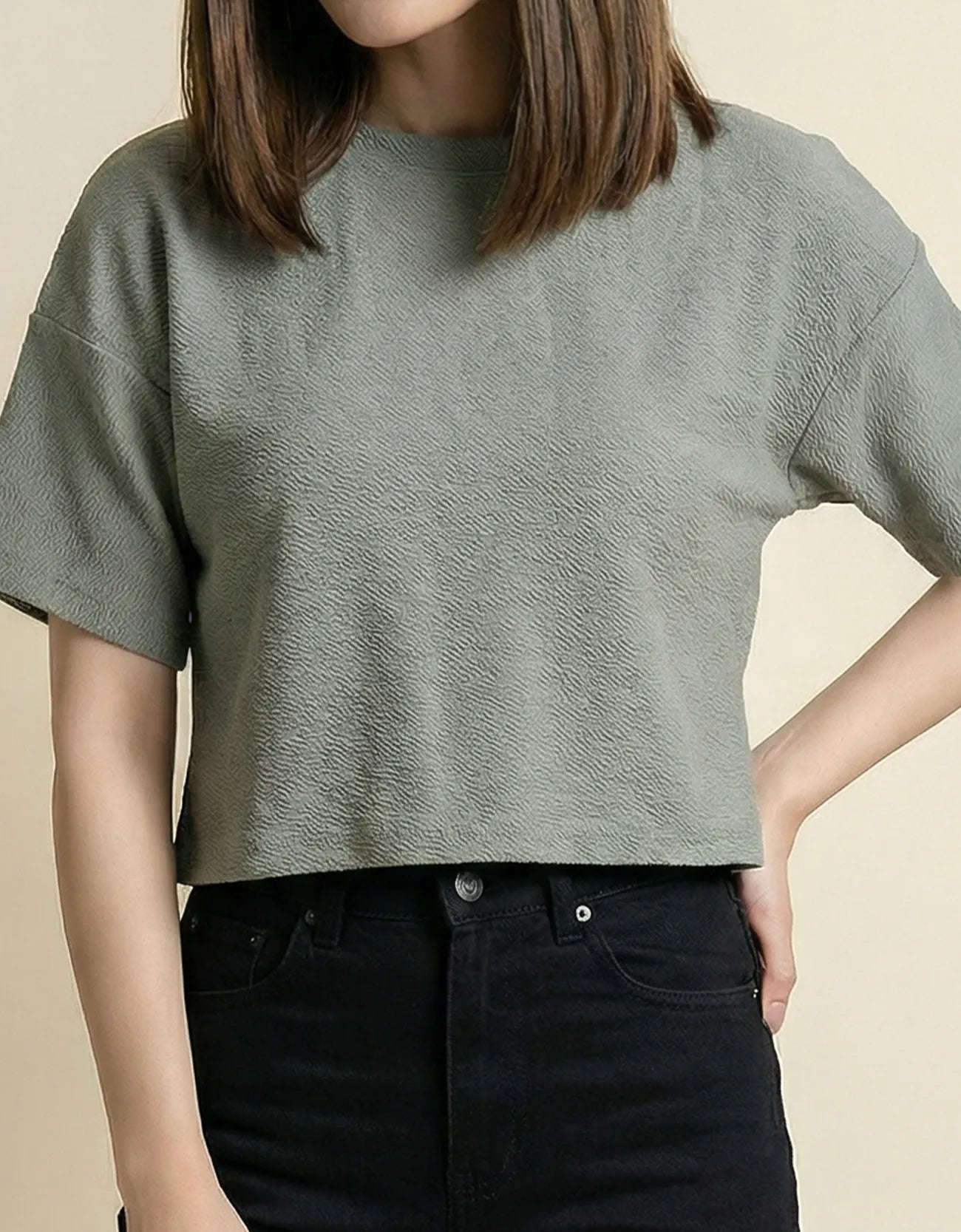 CROP TEXTURED TEE