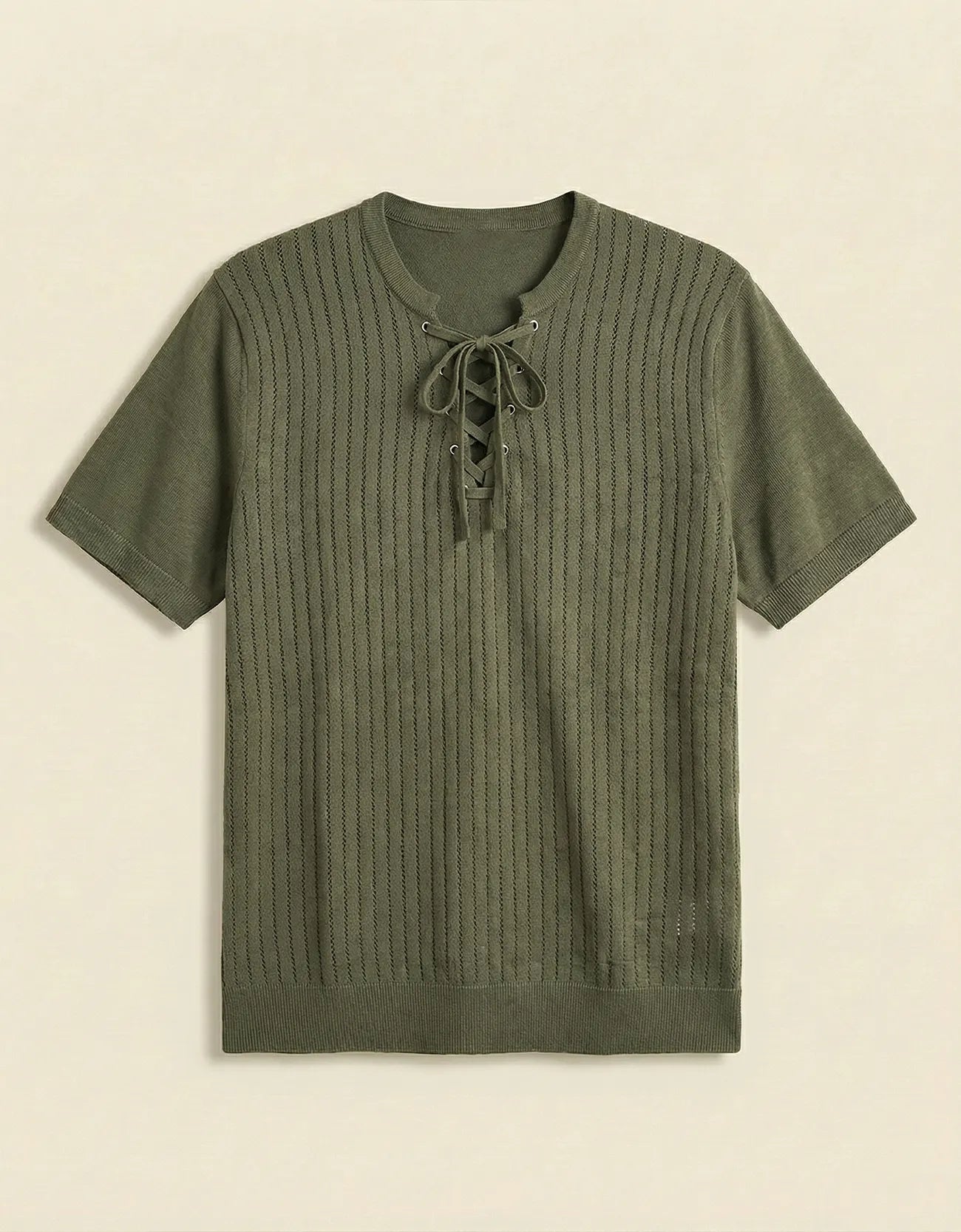 KNITTED LACE-UP SHIRT