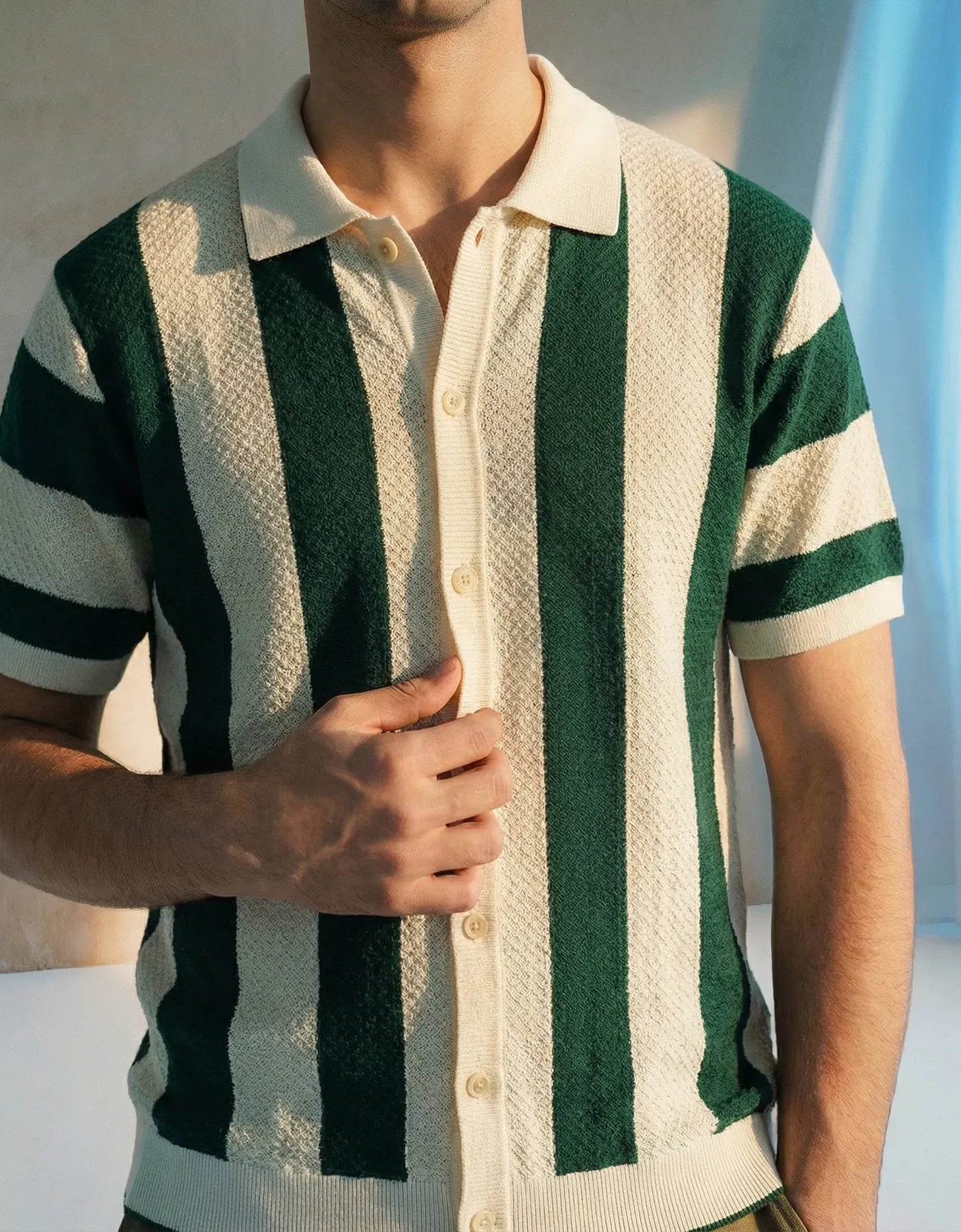 JACQUARD TEXTURE KNITTED SHIRT