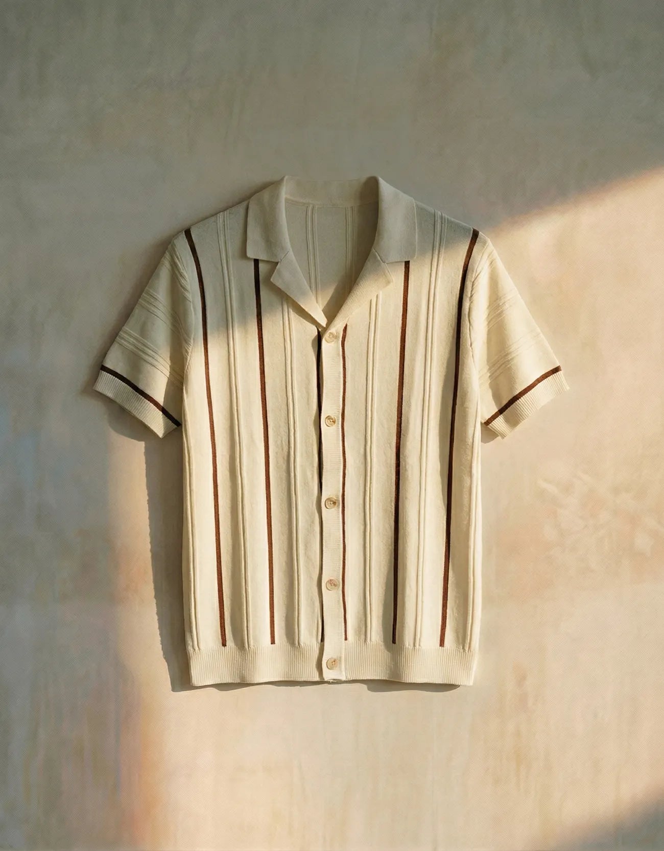 RIBBED TEXTURED CAMP COLLAR SHIRT