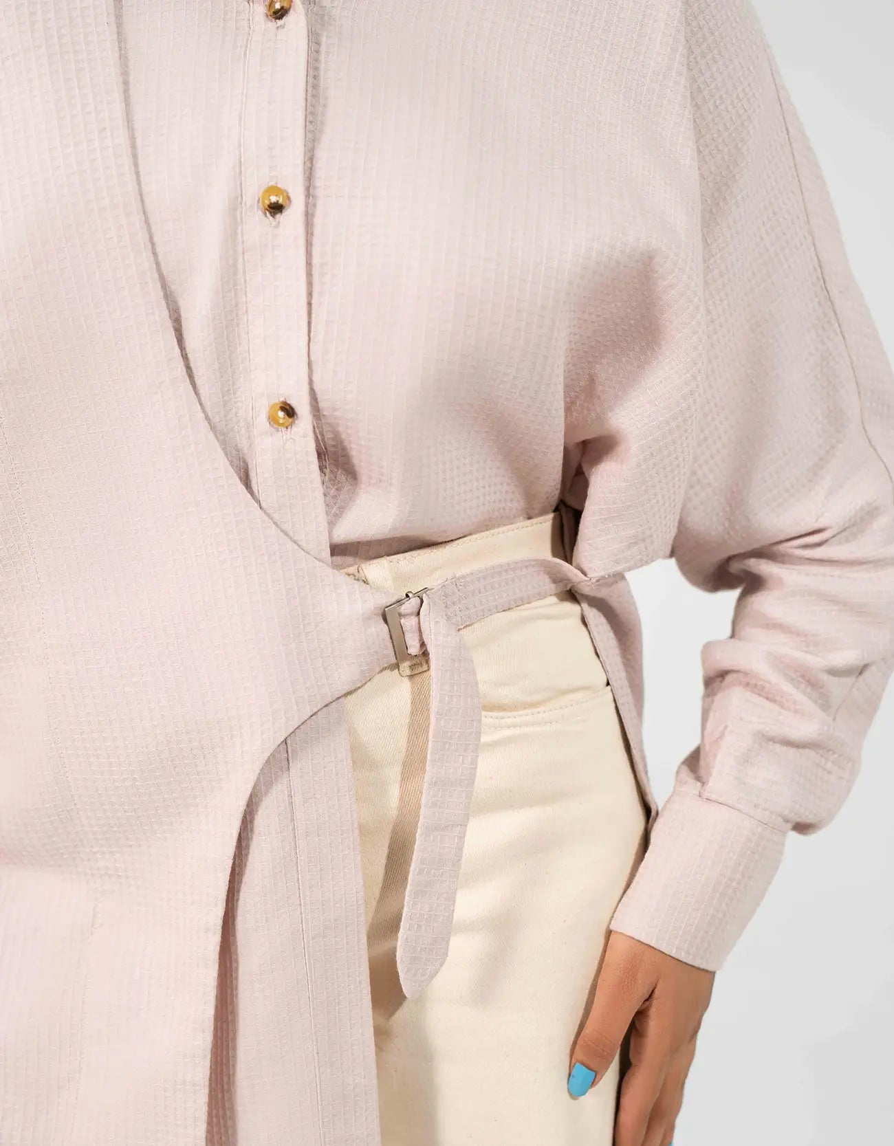 WAFFLE OVERLAPPED BUCKLE SHIRT