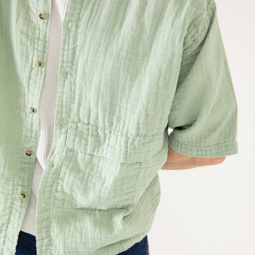 MUSLIN OVERSIZED PATCH POCKET OVERSHIRT