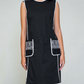 WOMEN SLEEVELESS PATCH POCKET DRESS