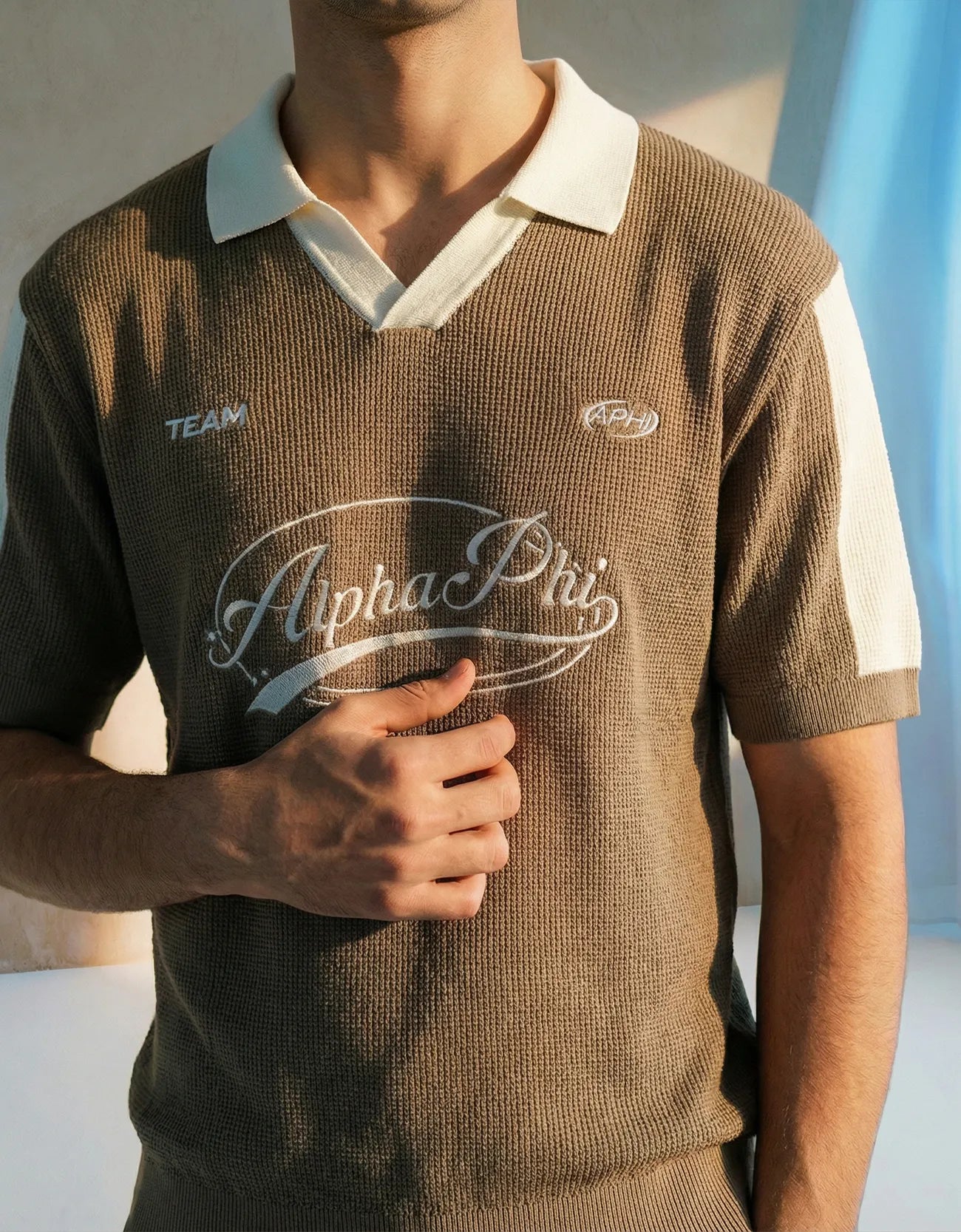 Printed Johnny Collar Polo