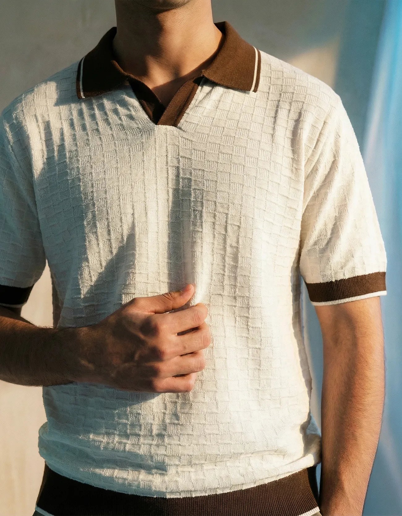 TEXTURED JOHNNY COLLAR SHIRT