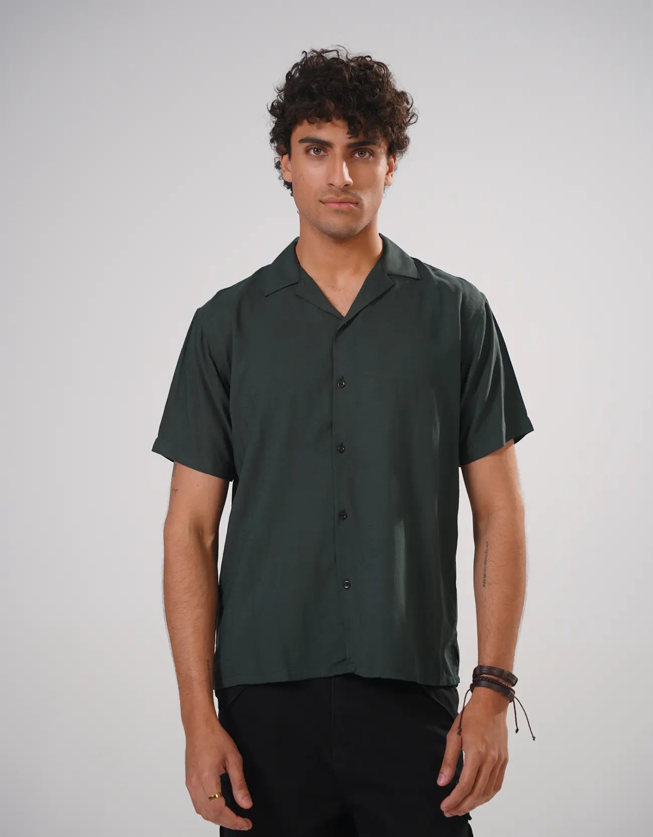 LOOSEFIT CAMP COLLAR TEXTURED SHIRT