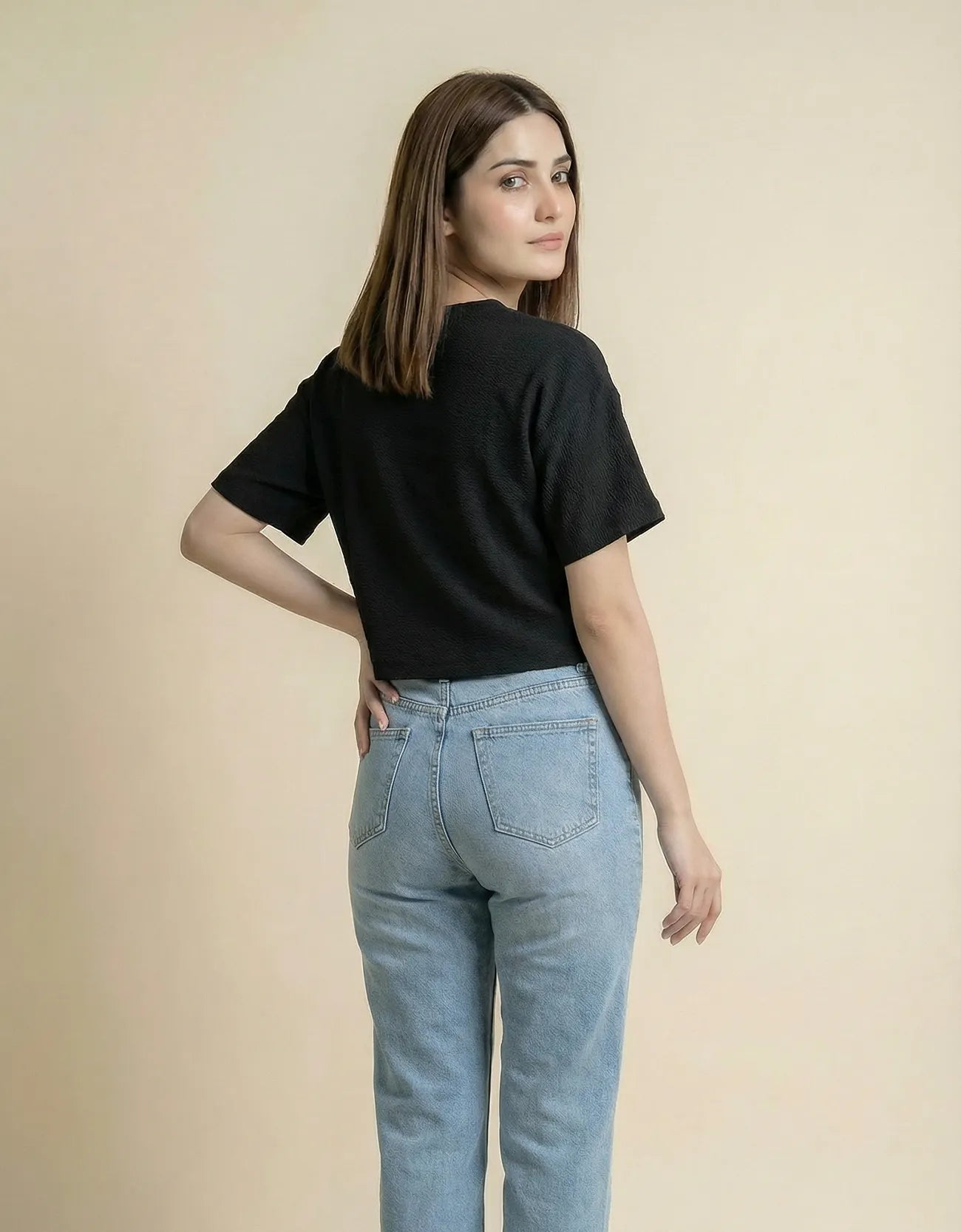 CROP TEXTURED TEE