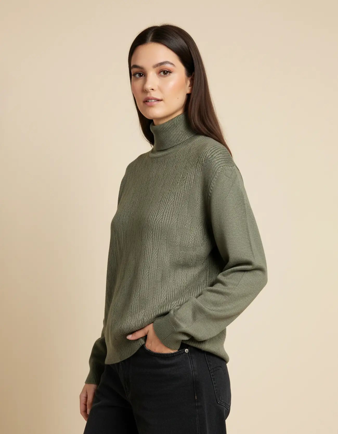 TEXTURED TURTLENECK