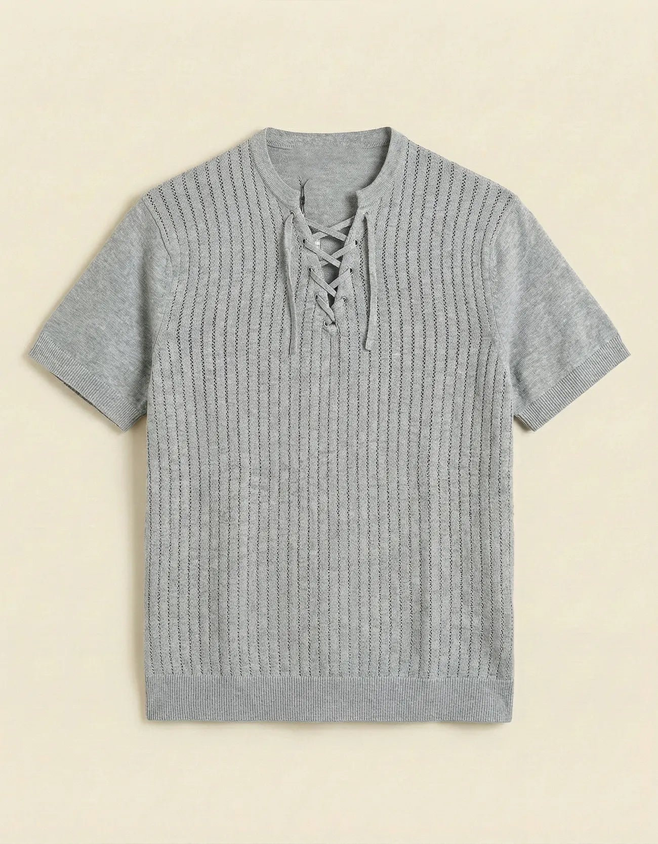 KNITTED LACE-UP SHIRT