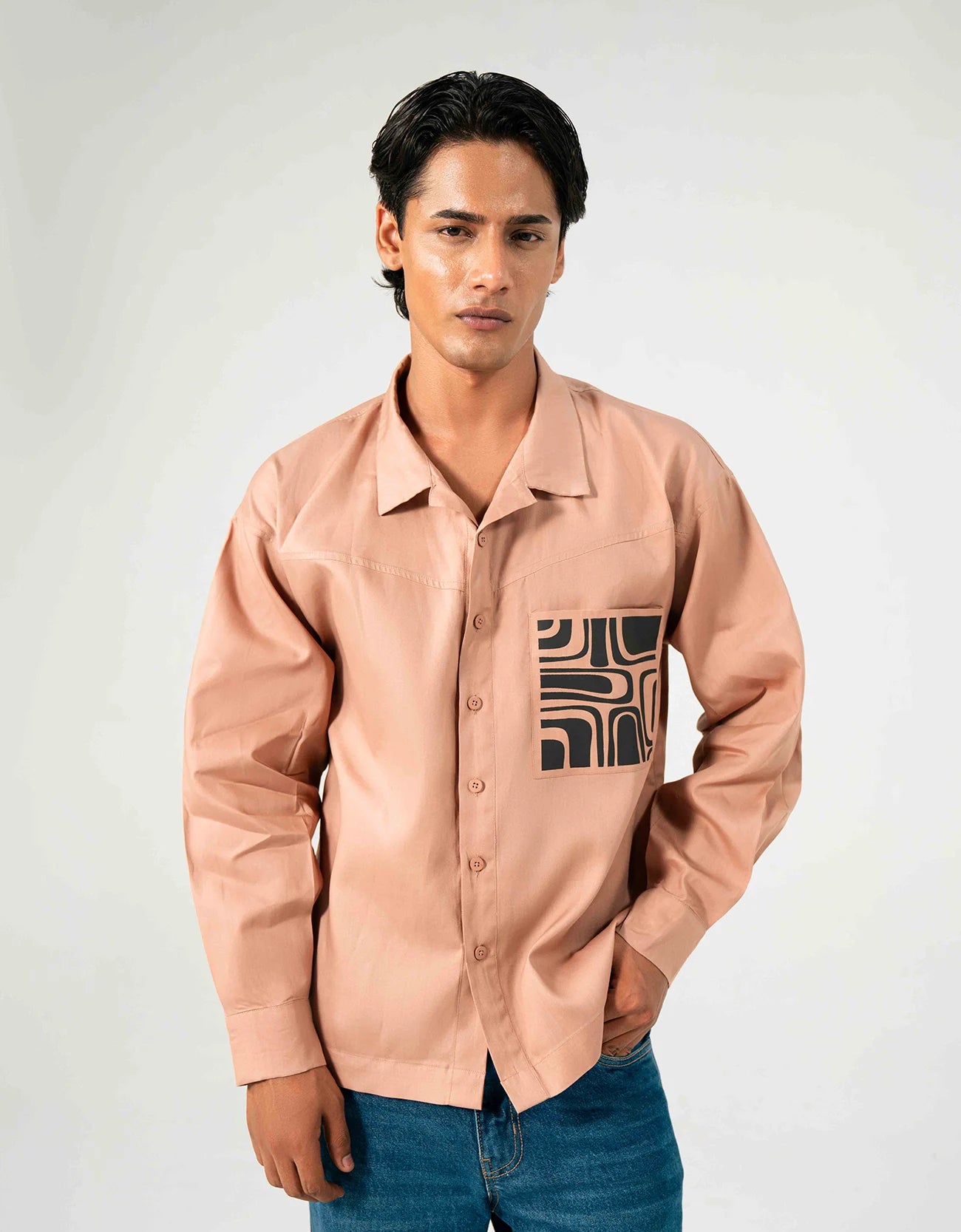 POPLIN PRINTED POCKET SHIRT