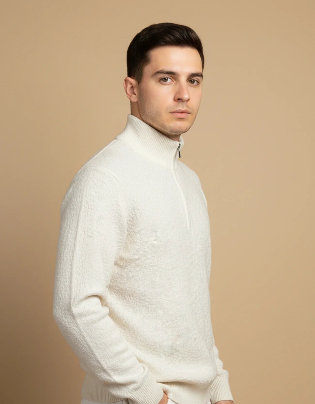 MOCK NECT TEXTURED SWEATER