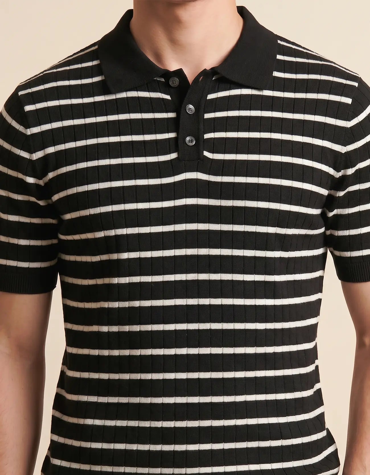 MEN'S STRIPED KNIT POLO