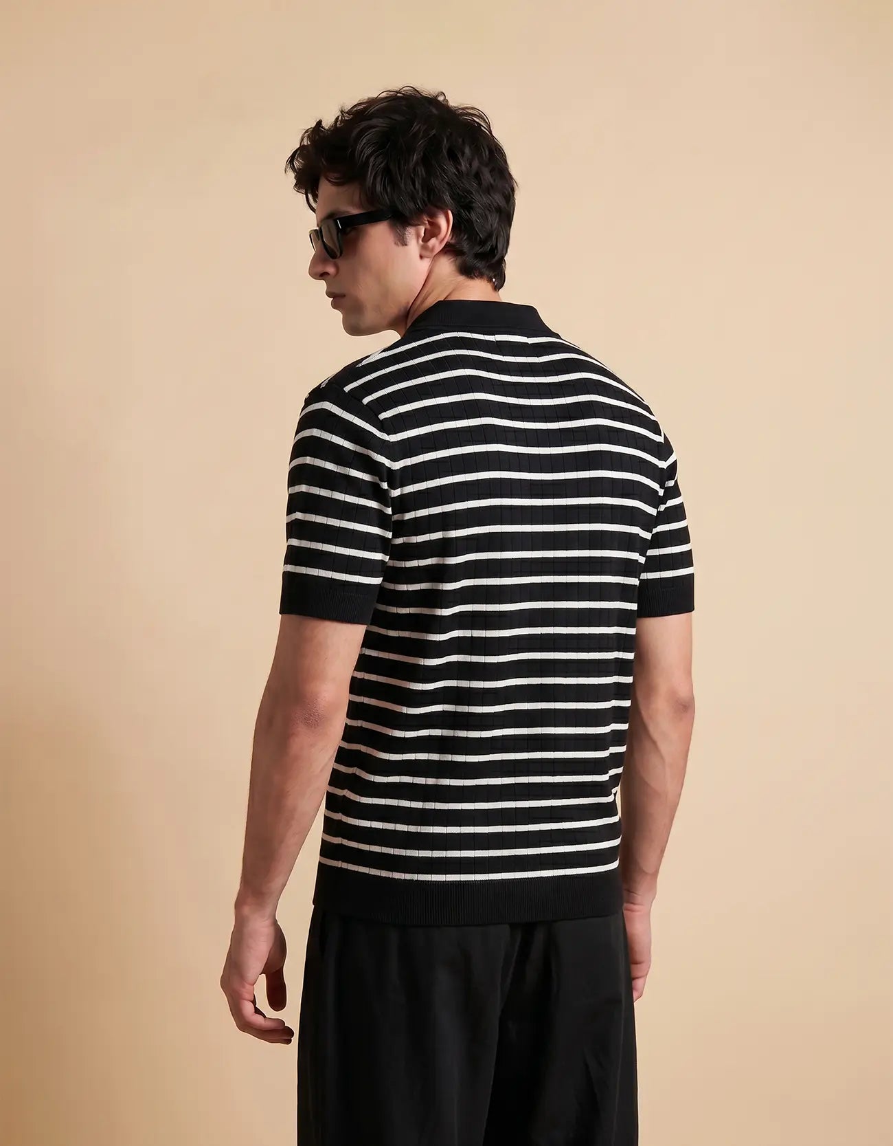 MEN'S STRIPED KNIT POLO