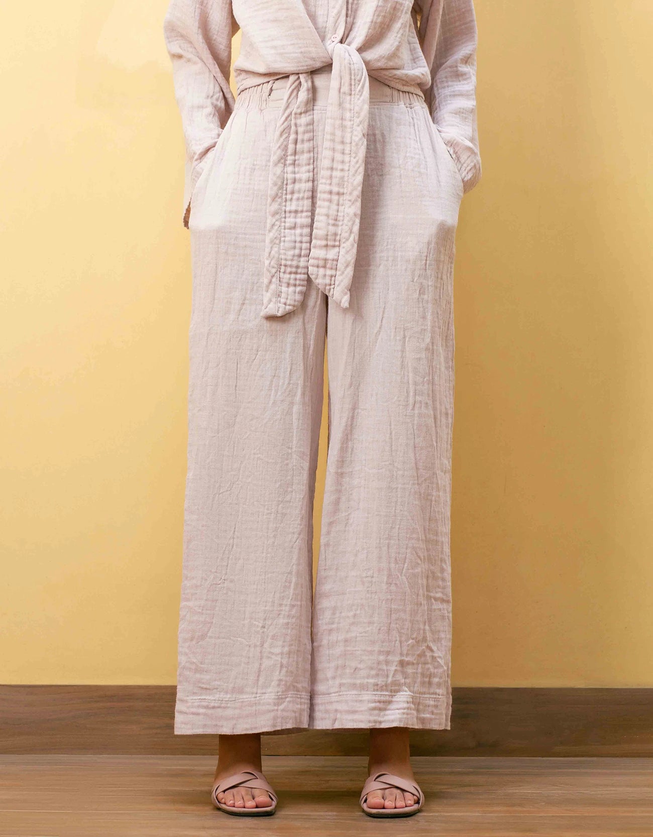 MUSLIN WIDE LEG TROUSER