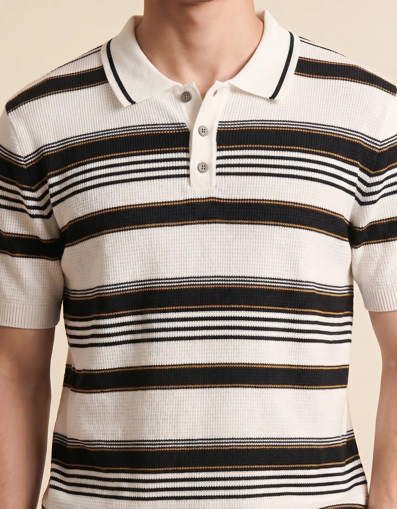 MEN'S STRIPED KNIT POLO