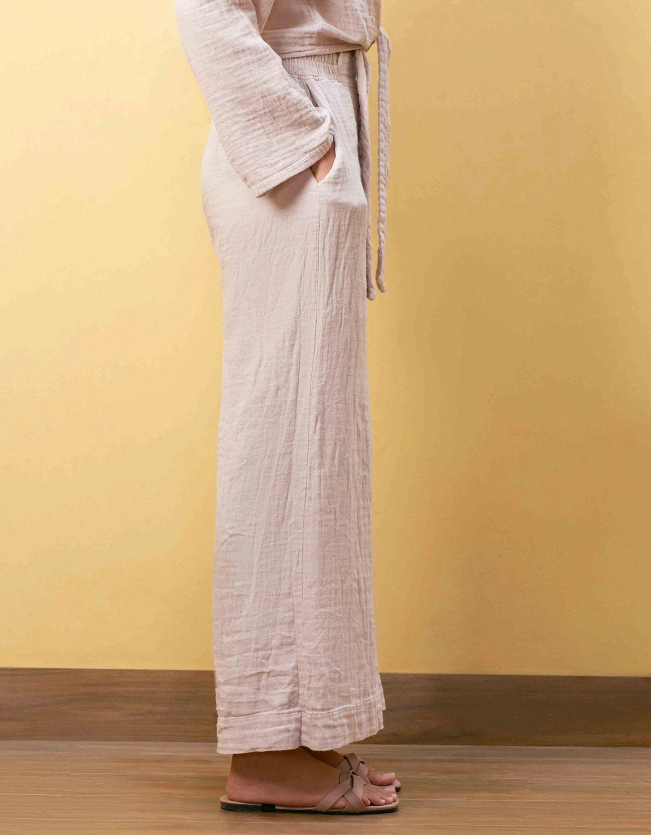 MUSLIN WIDE LEG TROUSER