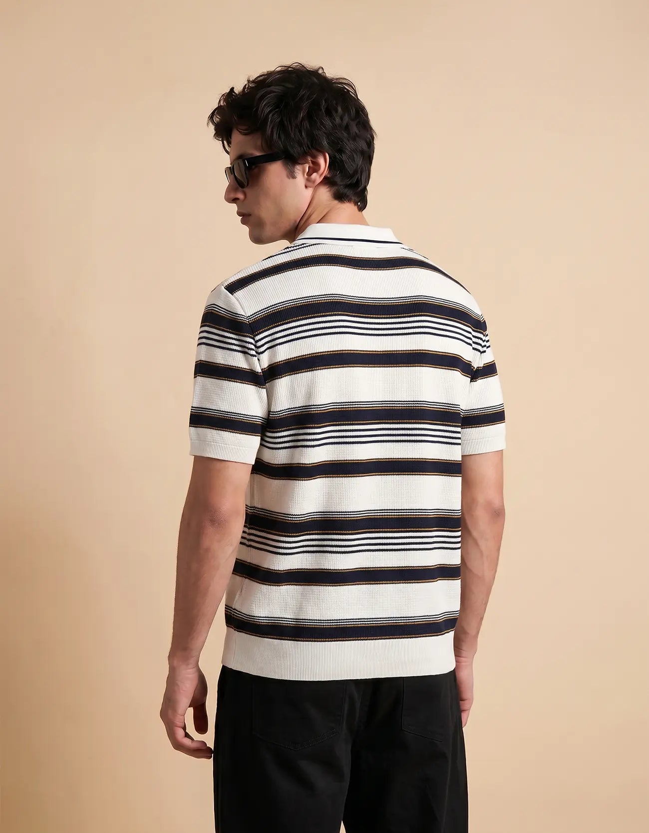 MEN'S STRIPED KNIT POLO