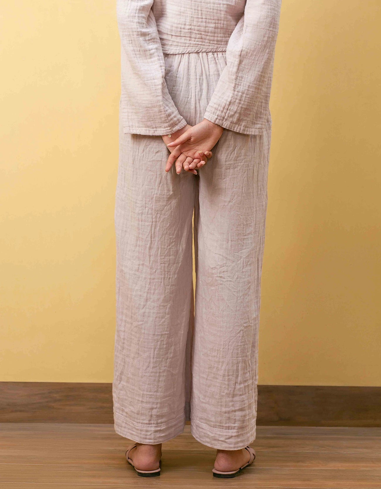 MUSLIN WIDE LEG TROUSER