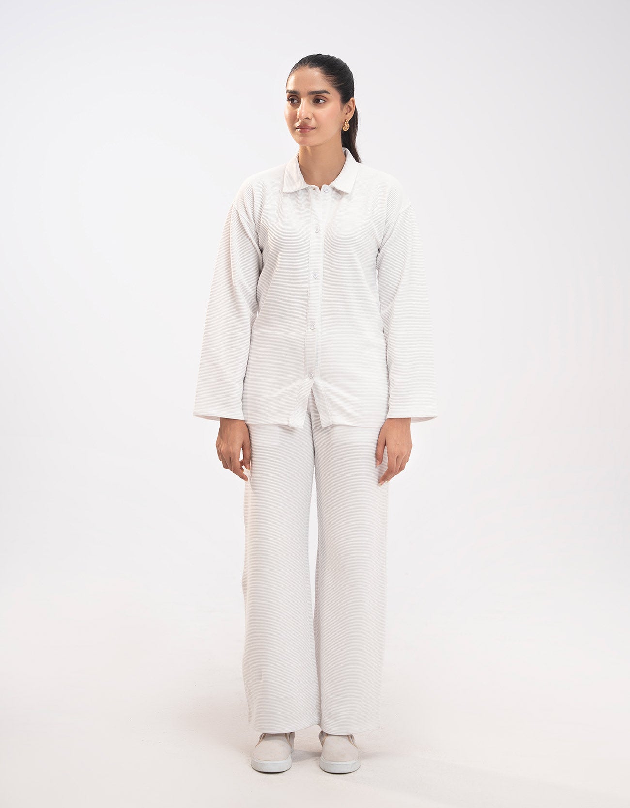 TEXTURED WIDE LEG TROUSER