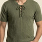KNITTED LACE-UP SHIRT