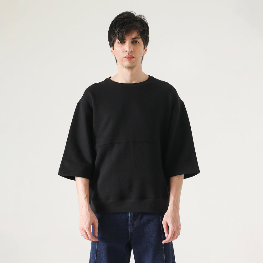 HALF SLEEVES CREW NECK SWEATSHIRT