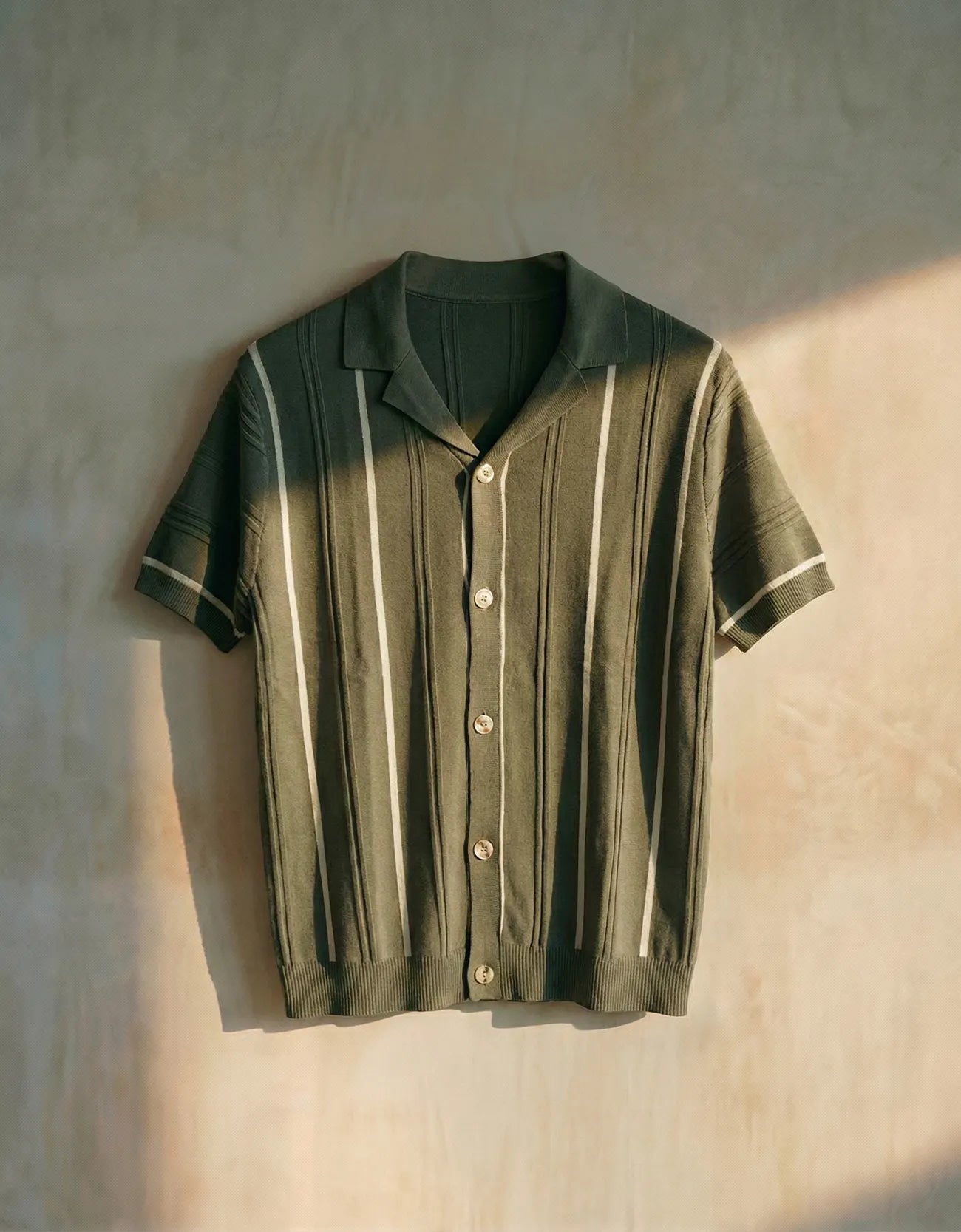 Ribbed textured Camp Collar Shirt