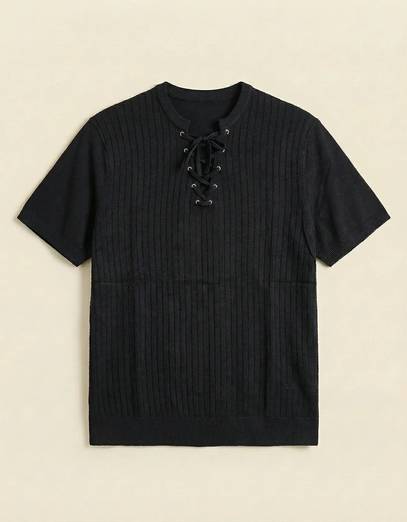 KNITTED LACE-UP SHIRT