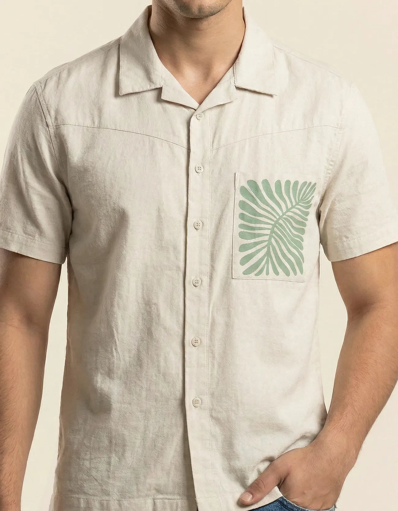 POPLIN PRINTED POCKET SHIRT