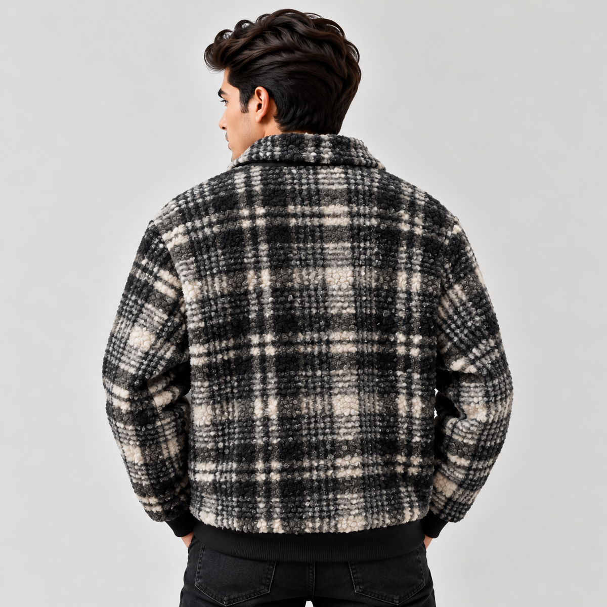 HERITAGE CHECK AVIATOR JACKET - Black