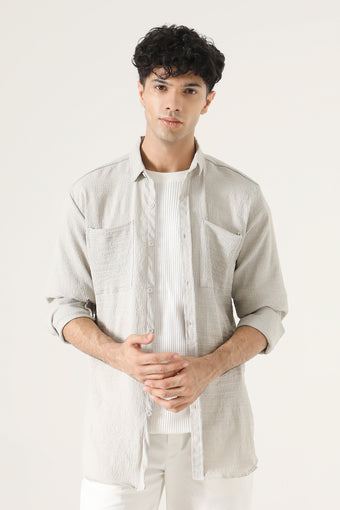 DOUBLE PATCH POCKET TEXTURED SHIRT