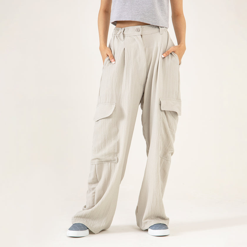 TEXTURED CARGO WIDELEG PANTS