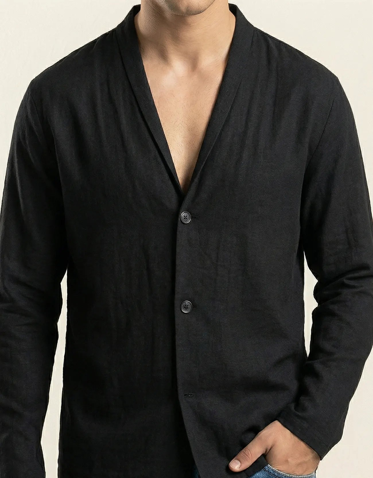 CROSS BODY LINEN SHIRT