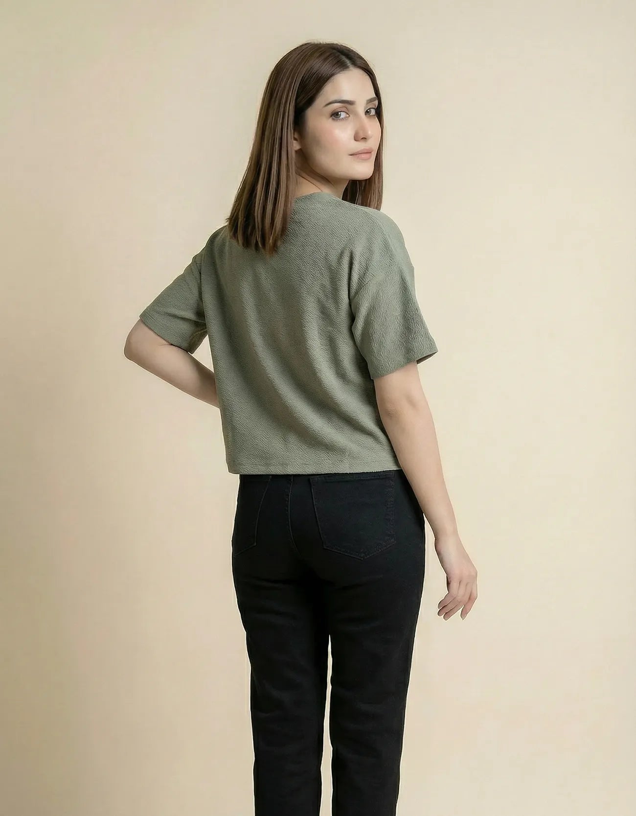 CROP TEXTURED TEE