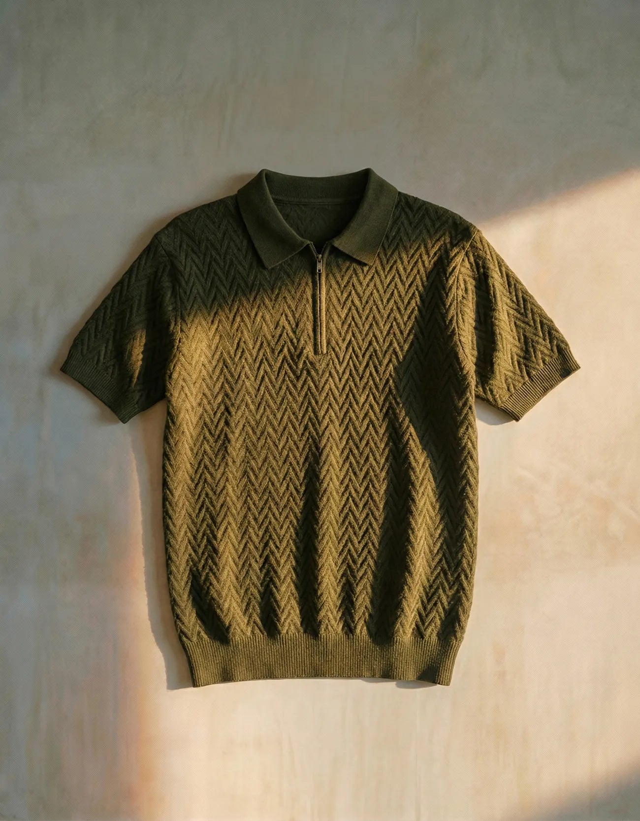 CHAVERON TEXTURED QUARTER ZIP POLO