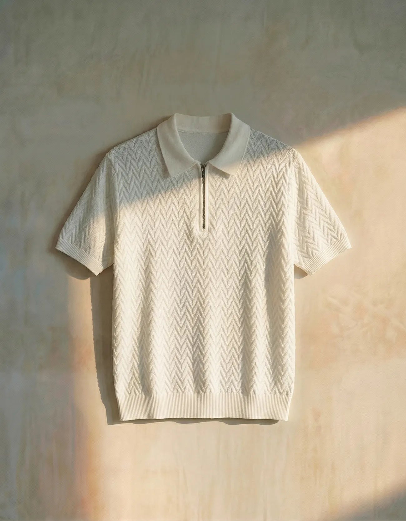 CHAVERON TEXTURED QUARTER ZIP POLO