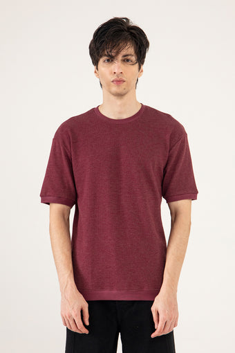 BASIC TEXTURED CREW NECK TEE