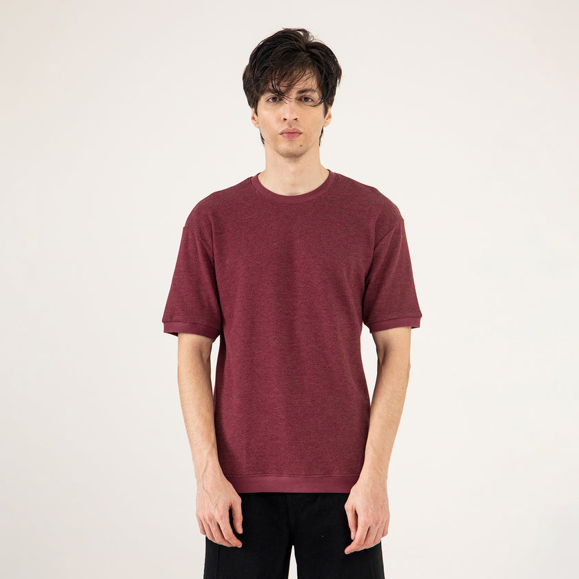 BASIC TEXTURED CREW NECK TEE