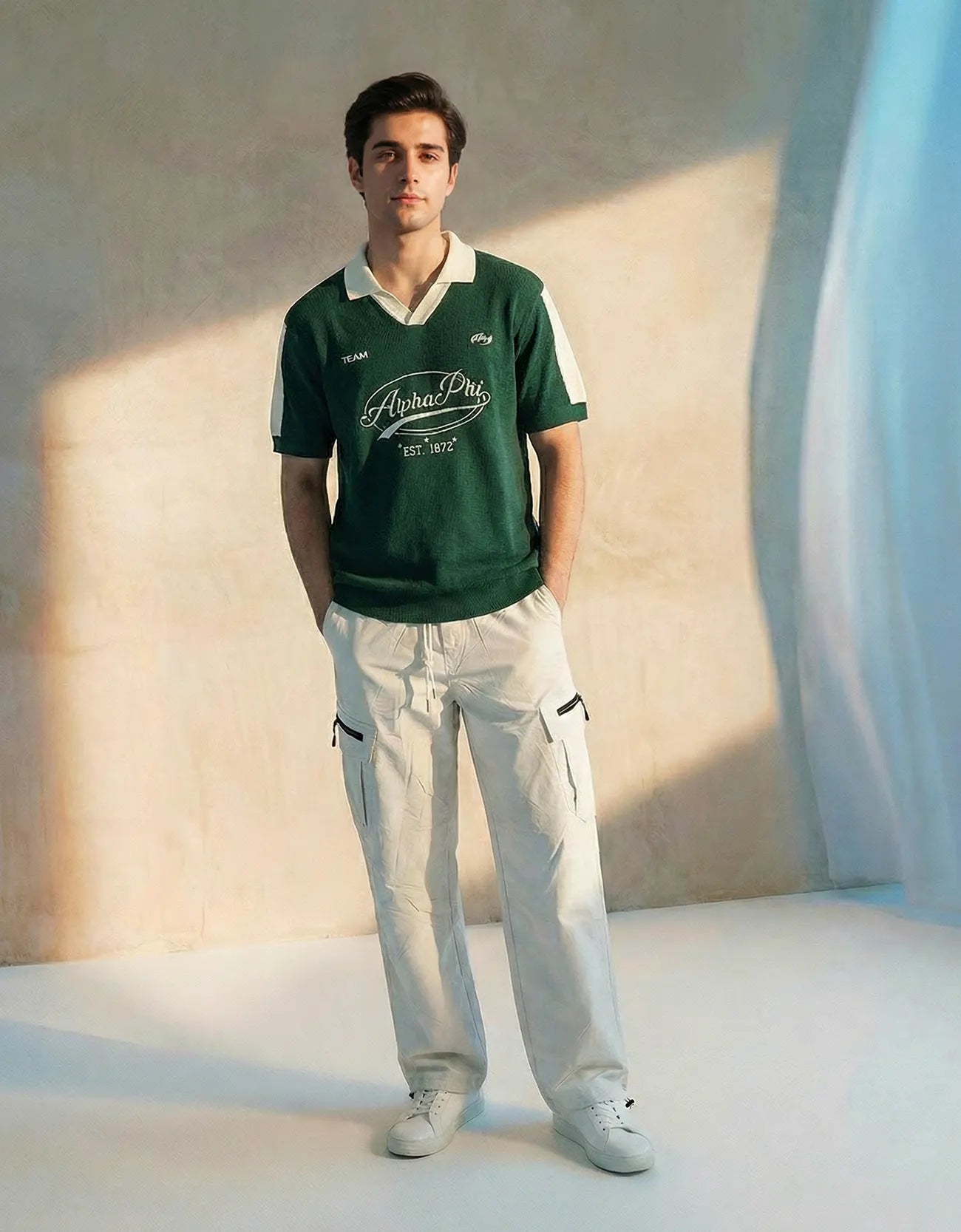 Printed Johnny Collar Polo