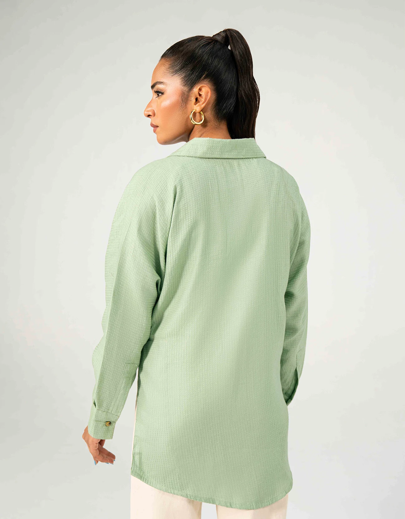 WAFFLE OVERLAPPED BUCKLE SHIRT