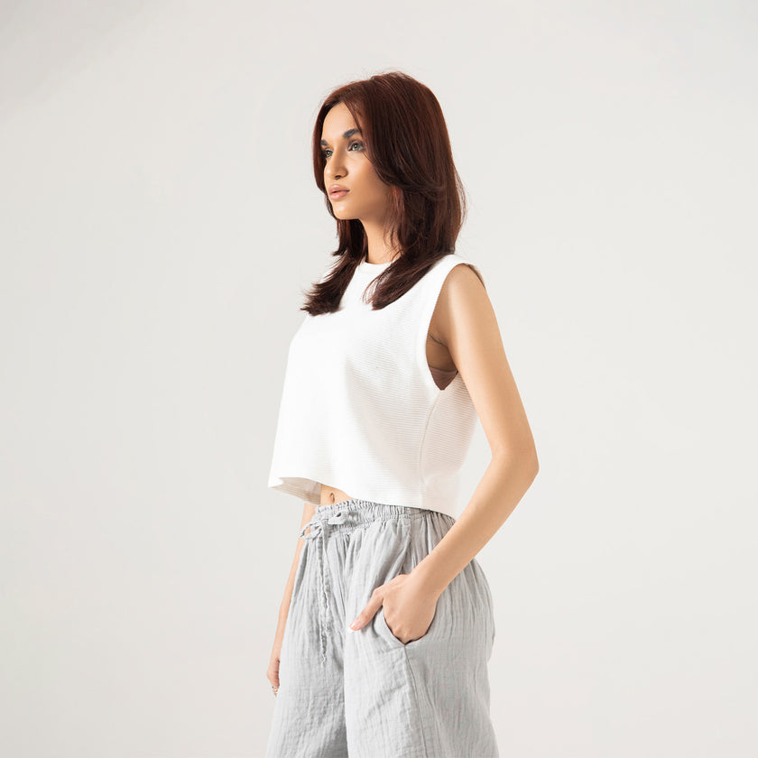 WIDE LEG MUSLIN TROUSER