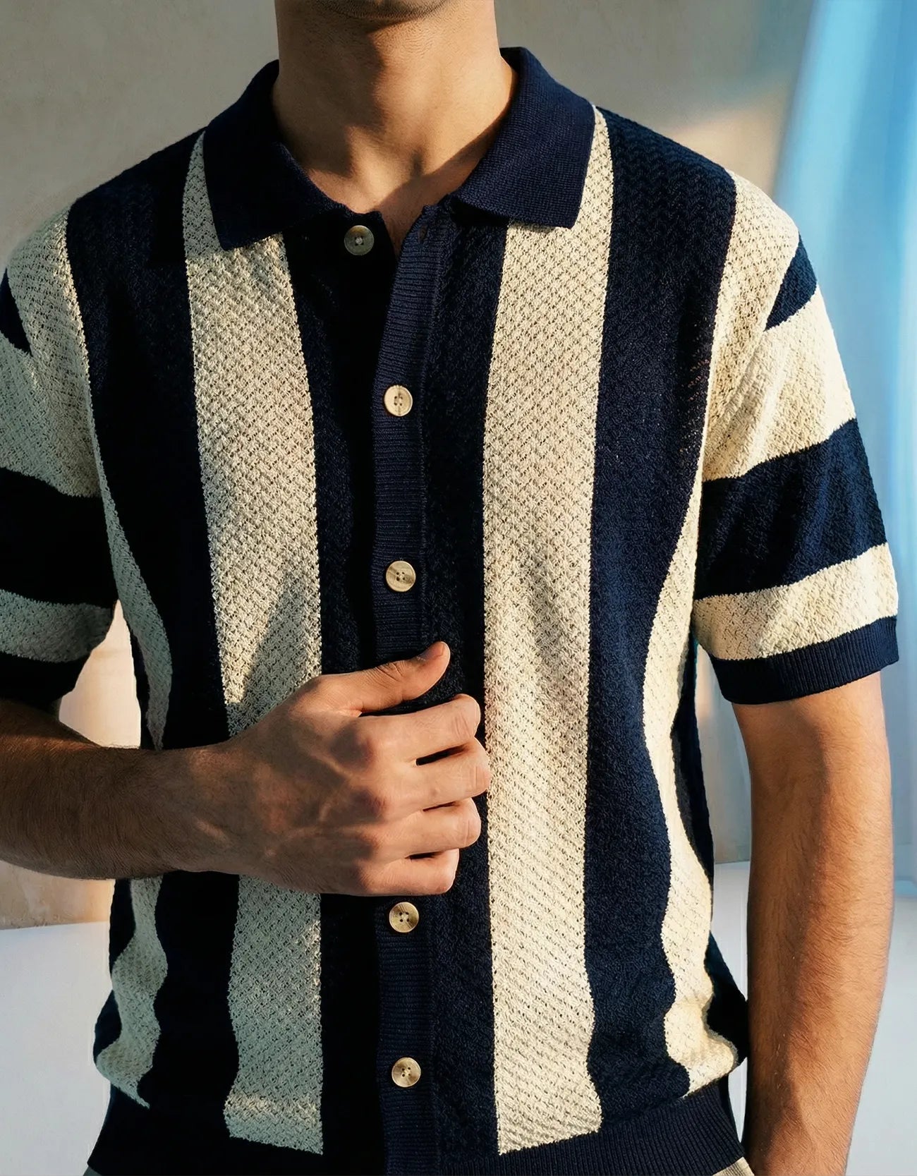 JACQUARD TEXTURE KNITTED SHIRT