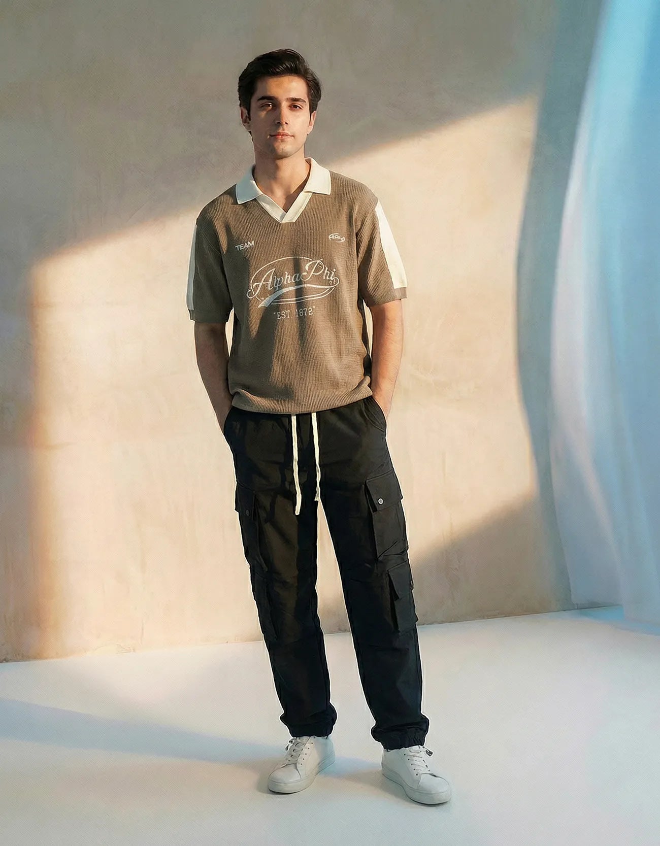 Printed Johnny Collar Polo