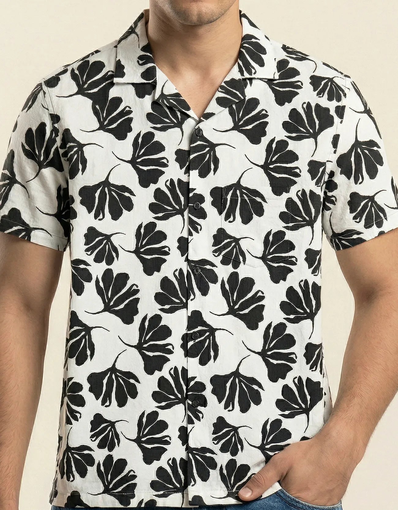 SAFARI FLOWERAL BUTTON DOWN SHIRT