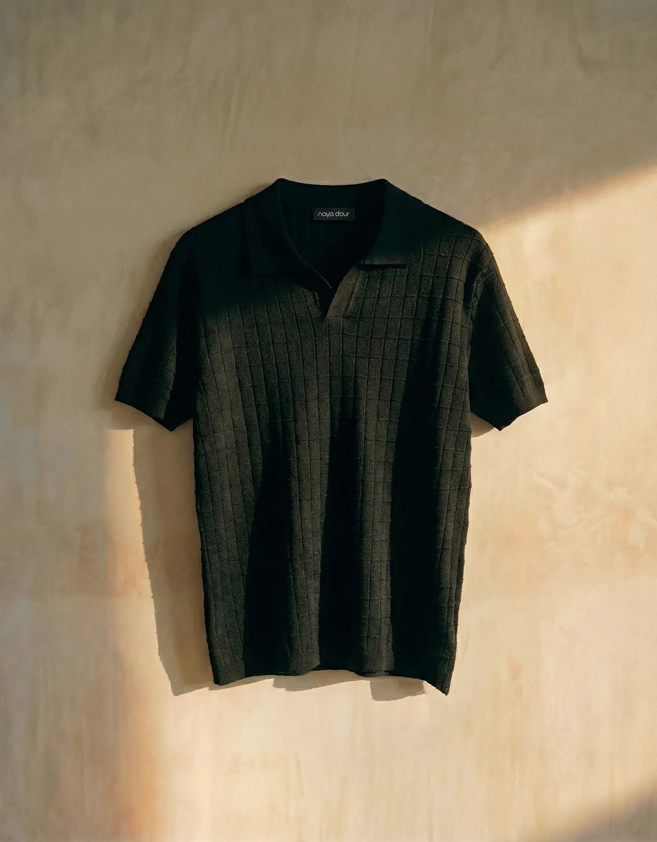 RIBBED JOHNNY COLLAR POLO