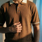 Knitted Contrast Collar Polo