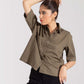 CROPPED PATCH POCKET SHIRT