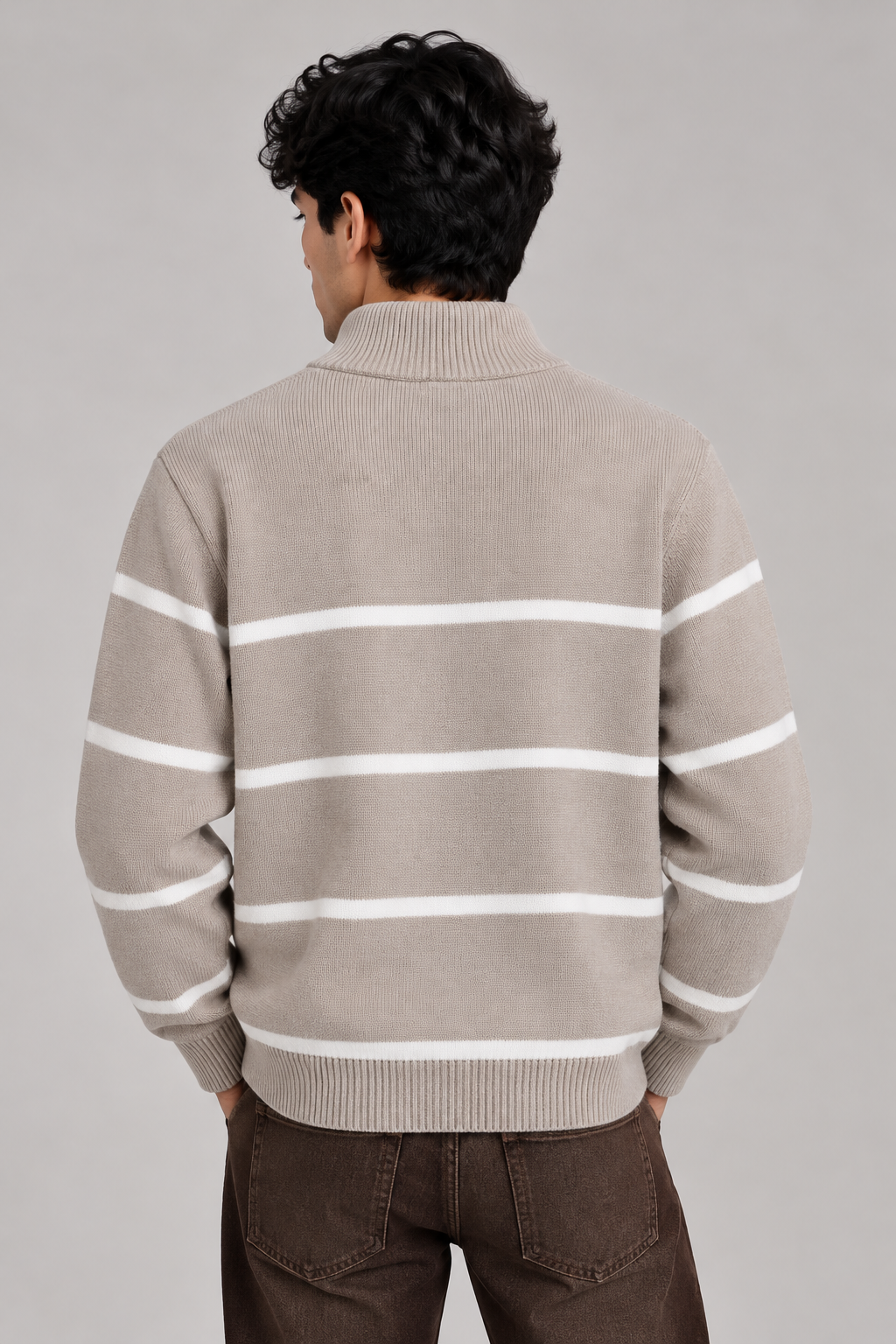 ASTOR HALF-ZIP KNIT - Beige