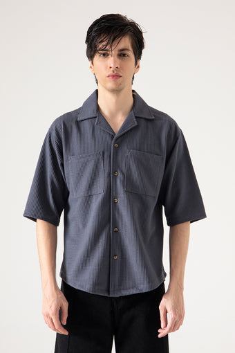 CAMP COLLAR WAFFLE HALF SLEEVES SHIRT