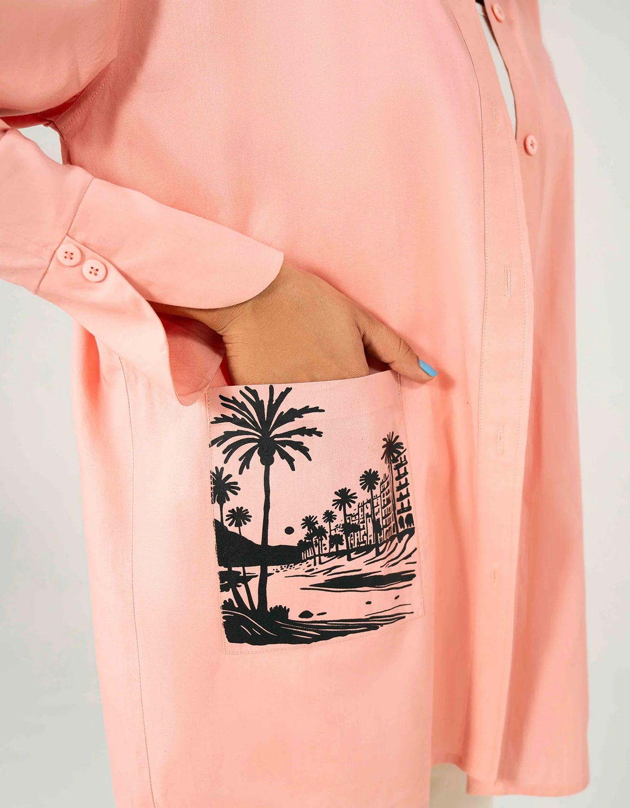 POPLIN PRINTED POCKET OVERSHIRT